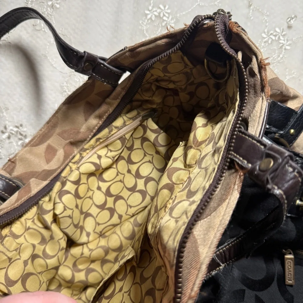 unbranded brown & black patterned tote bag bundle – worn/for repair